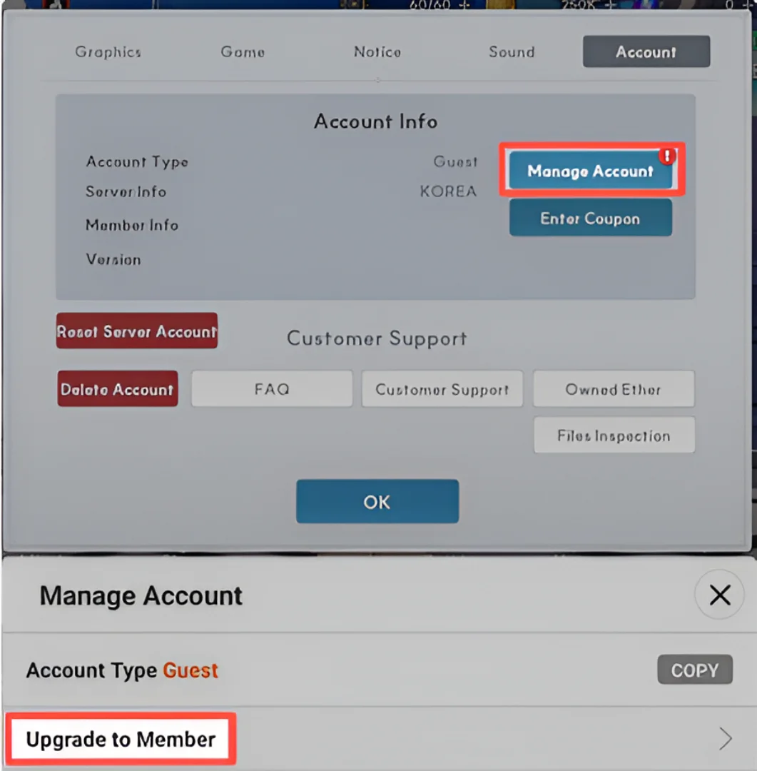 Link guest account to receive a transfer code